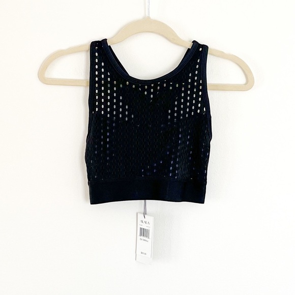 ALALA Perforated Cross Back Sports Bra Black/Navy - Picture 7 of 8